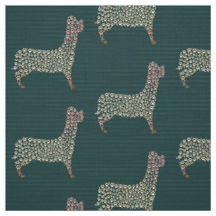 Tela Warm Gold Gradient Paw Print Dog Silhouette Fabric