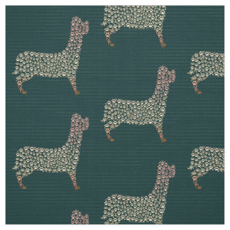 Tela Warm Gold Gradient Paw Print Dog Silhouette Fabric