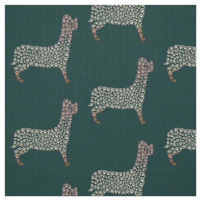 Tela Warm Gold Gradient Paw Print Dog Silhouette Fabric (Retal)