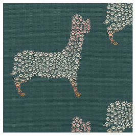 Tela Warm Gold Gradient Paw Print Dog Silhouette Fabric