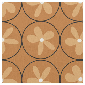 Tela Warm Mustard Floral Tile - Combed Cotton Fabric