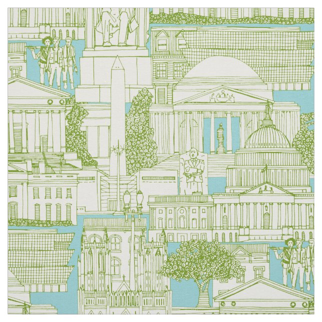 Tela Washington DC toile oliva aqua (Retal)