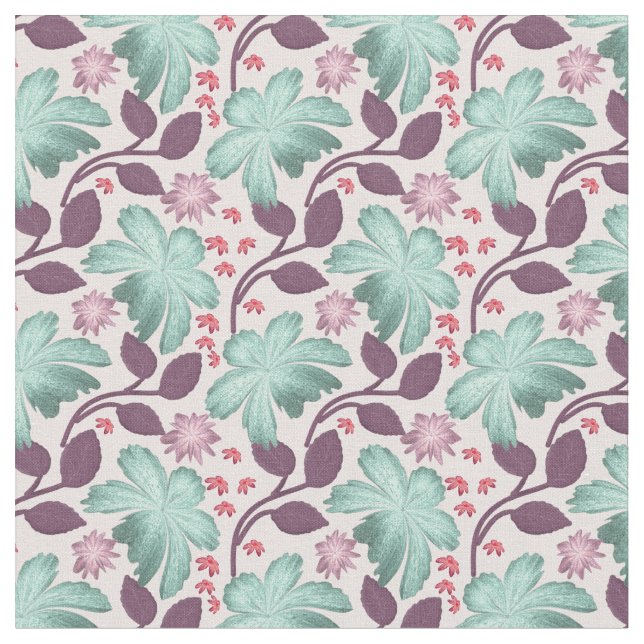 Tela Watercolor Botanical Seamless Pattern Pastel Leave (De cerca)