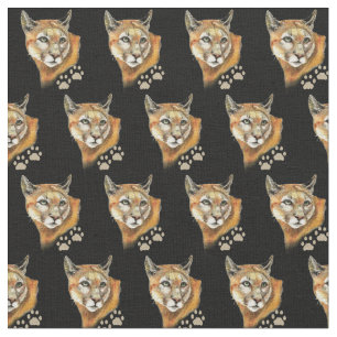 Tela Watercolor Cougar Tracks Wild Animal Nature Art