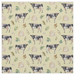 Tela Watercolor Cow Farm Yellow Gingham Baby Nursery