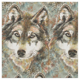 Tela Watercolor Gray Wolf Wildlife Animal Nature Art