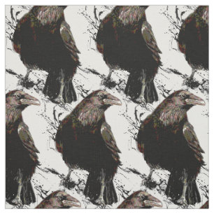 Tela Watercolor Raven Black Bird Animal Nature Art