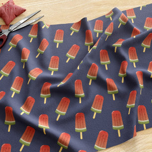 Tela Watermelon Popsicle Pattern Navy Blue Fabric