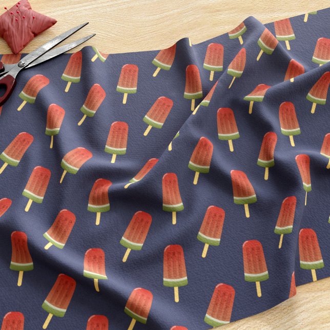 Tela Watermelon Popsicle Pattern Navy Blue Fabric (A fun watermelon Popsicle pattern fabric just for you)