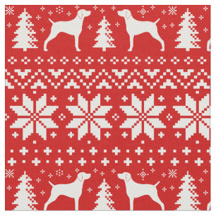 Tela Weimaraner siluetea rojo del modelo del navidad