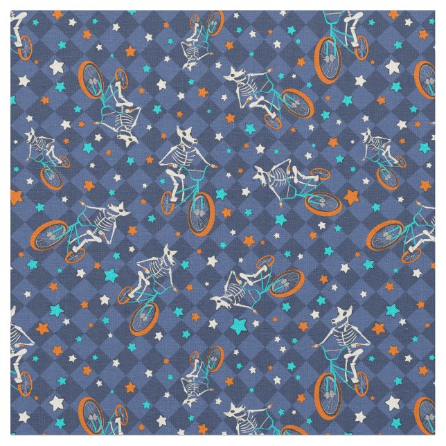 Tela Werewolf Skeletons and BMX Bikes Patterned (De cerca)