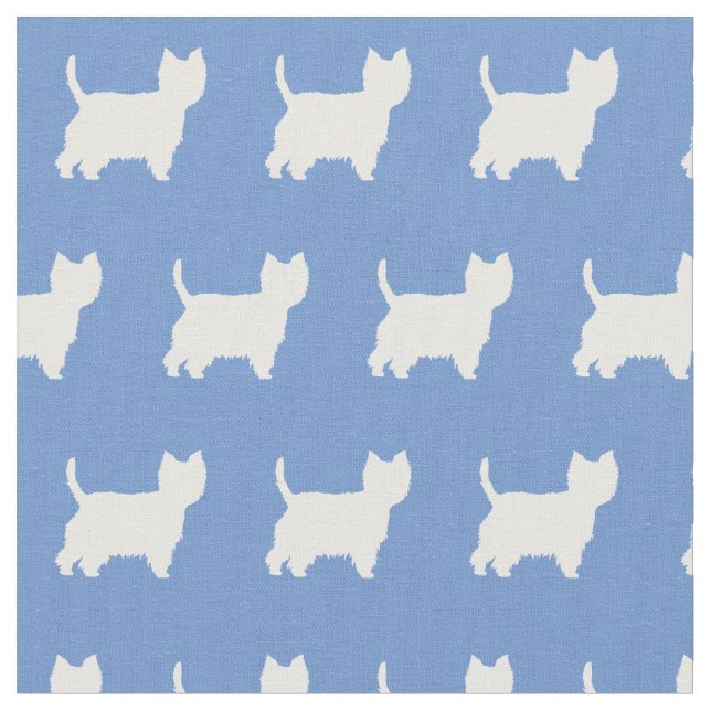 Tela West Highland Terrier Dog Silhouette Light Blue (De cerca)