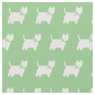 Tela West Highland Terrier Perro Silhouette Sage Green