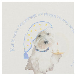Tela Westie Azul Buenas Noches con Vela