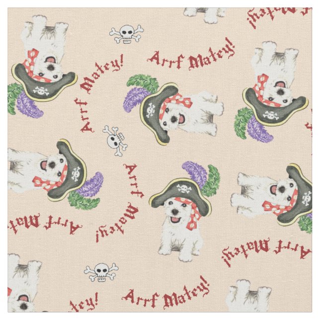 Tela Westie Pirate Fabric (De cerca)