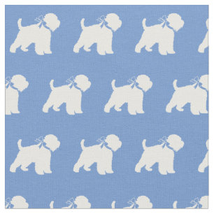 Tela Wheaten Terrier Dog Silhouette Mascota Luz Azul
