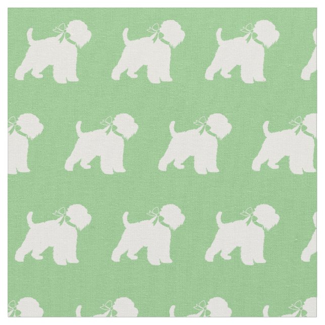 Tela Wheaten Terrier Dog Silhouette Mascota Sage Green (De cerca)