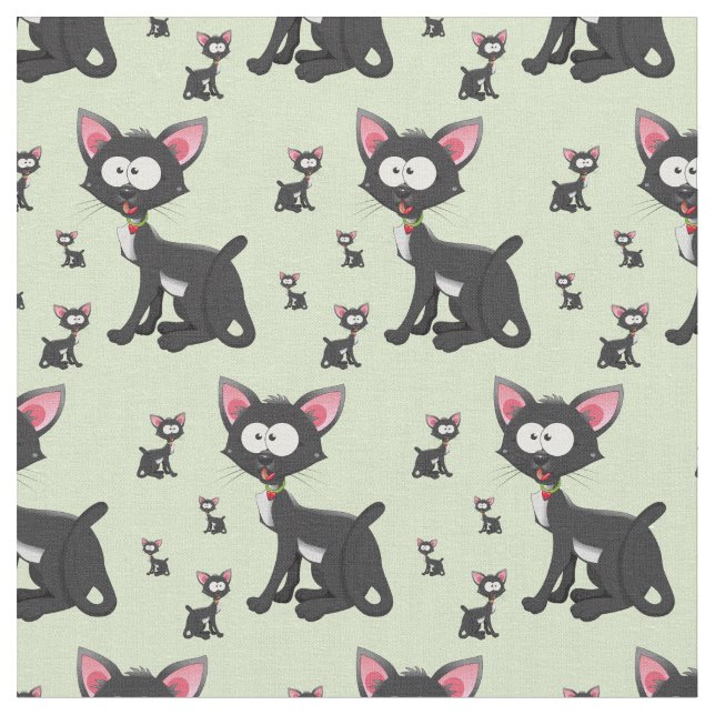 Tela Whimsical Black Cats (De cerca)