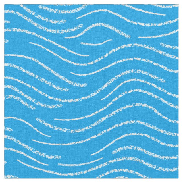 Tela Whimsical Blue and White Waved Stribbles (De cerca)