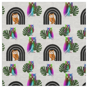 Tela Whimsical Boho Owl & Tropical Monstera Leaf