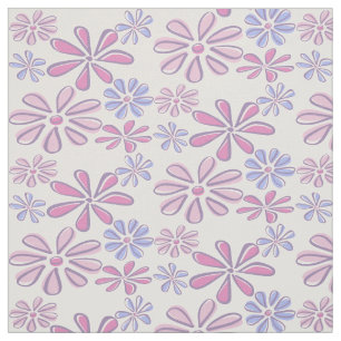 Tela Whimsical Flower Doodle Soft Purple Blue Pink
