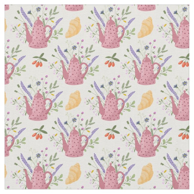 Tela Whimsical Tea Time Doodle Fabric (De cerca)