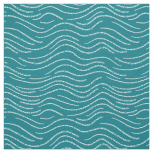 Tela Whimsical Turquoise White Waved Stribbles