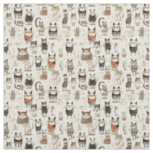 Tela Whimsical Whiskers: Gato caprichoso