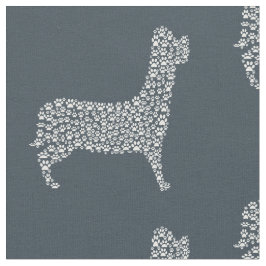 Tela White Paw Print Dog Silhouette Pattern Fabric
