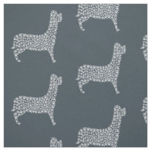 Tela White Paw Print Dog Silhouette Pattern Fabric