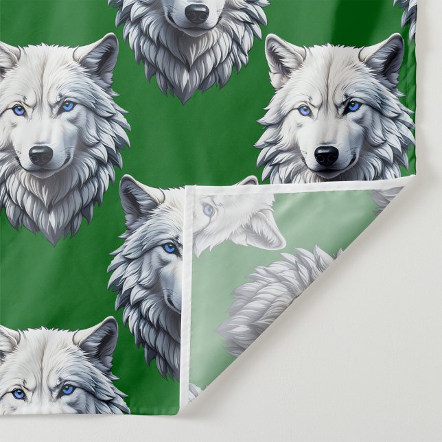 Tela White Wolf Head Pattern Design Green  (Subido por el creador)