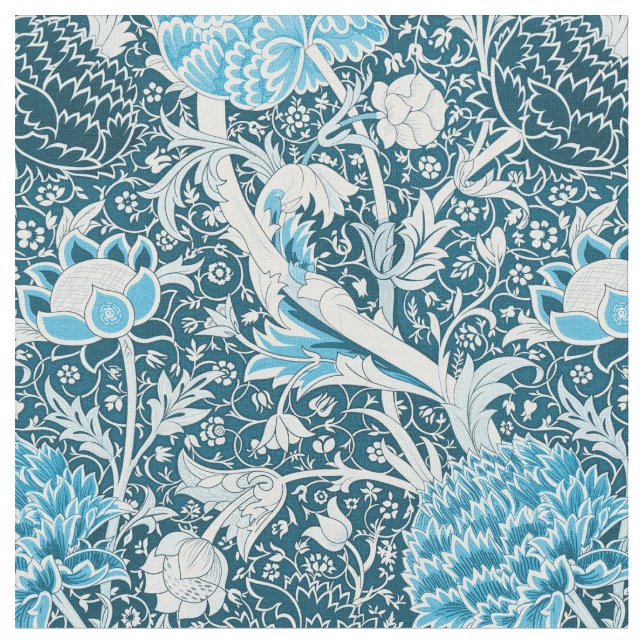 Tela William Morris Blue Floral Pattern Pre-Raphaelites (De cerca)