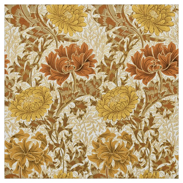 Tela William Morris Chrysanthemums, Mustard Gold (Retal)