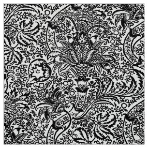 Tela William Morris indio, blanco y negro