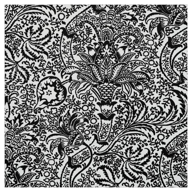 Tela William Morris indio, blanco y negro (Retal)