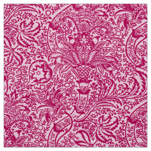 Tela William Morris indio, fucsia y rosa pastel