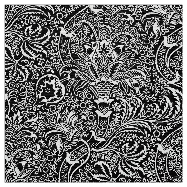 Tela William Morris indio, negro y blanco (Retal)