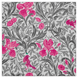 Tela William Morris irios, rosa y gris plata / gris