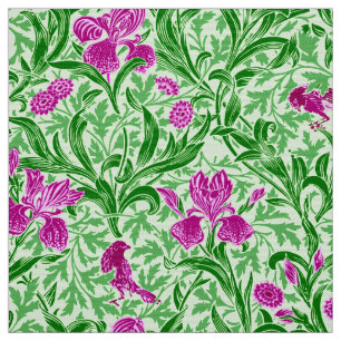 Tela William Morris Irises, Green, Magenta y Orquídea