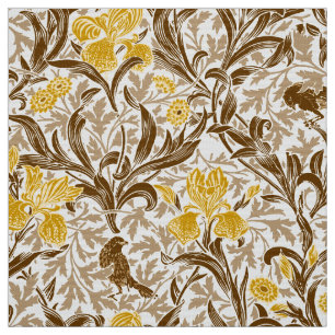 Tela William Morris Irises, Mustard Gold, Brown & Beige