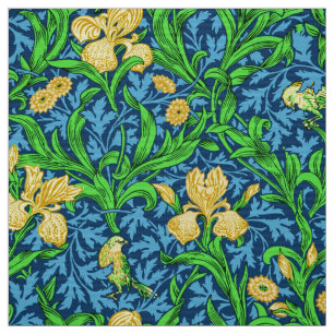 Tela William Morris irlandeses, amarillo y azul cobalto
