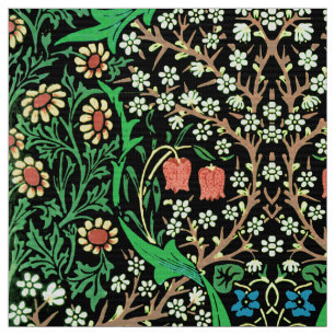 Tela William Morris Jacobean Floral, fondo negro