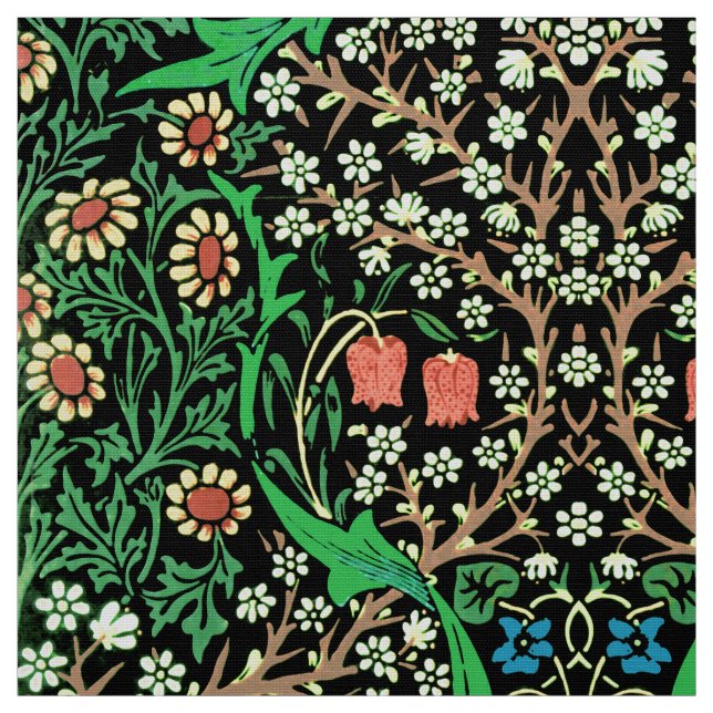 Tela William Morris Jacobean Floral, fondo negro (Retal)