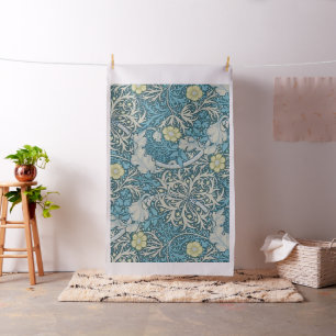Tela William Morris, patrón Art Nouveau, algas, azul,f
