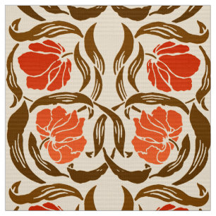 Tela William Morris Pimpernel, Mandarin Naranja y Brown