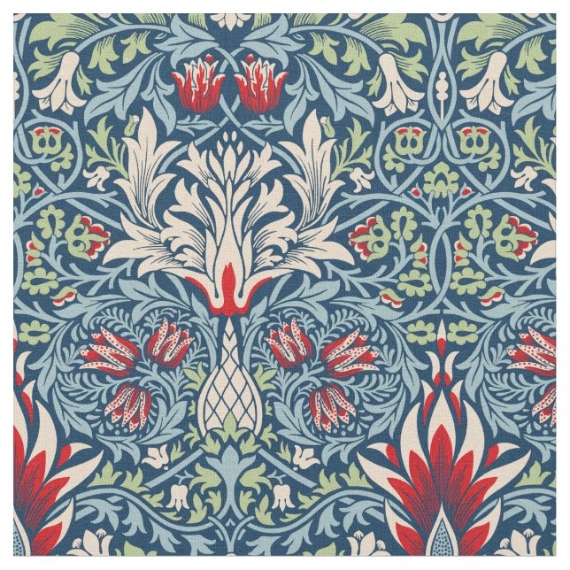 Tela William Morris Snakeshead Fritillary Floral Design (De cerca)