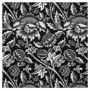 Tela William Morris Sunflower, negro y blanco