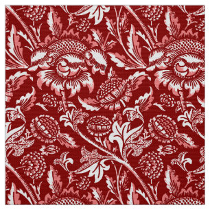 Tela William Morris Sunflower, rojo profundo y blanco