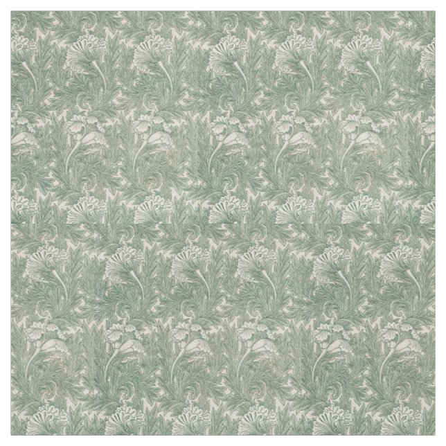 Tela William Morris Verde Salvia Estampado de Tulipán:  (Retal)