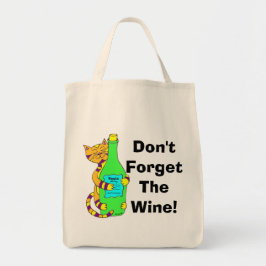 Tela Wineycat "no olvida el vino!" Bolso de compras